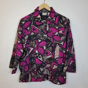 Chico's Pink and Black Patterned Blazer